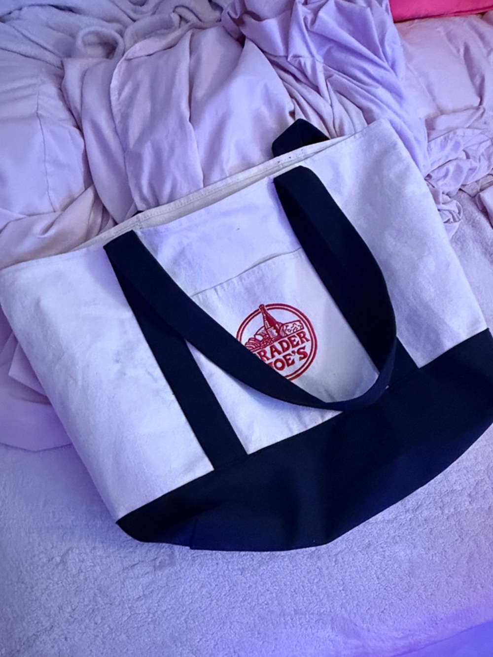 Canvas Tote Bag in White and Black
